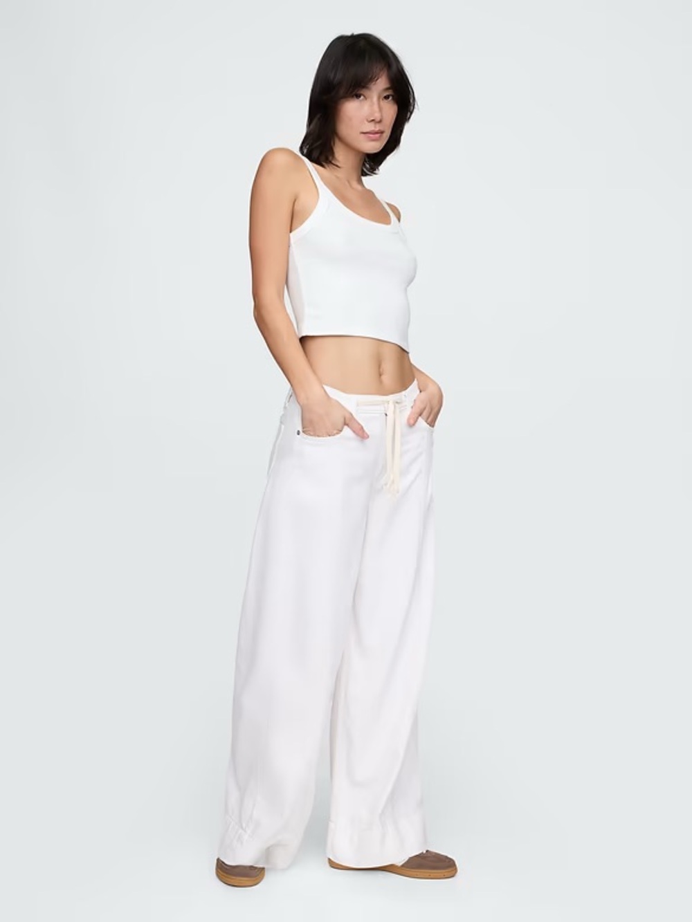 Mid Rise UltraSoft Baggy Jeans White 27/4R